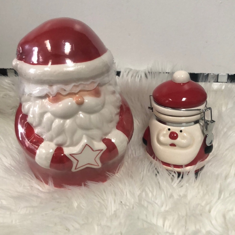 Santa Claus Sugar / cookie jar Ceramic Retro Christmas decor decoration